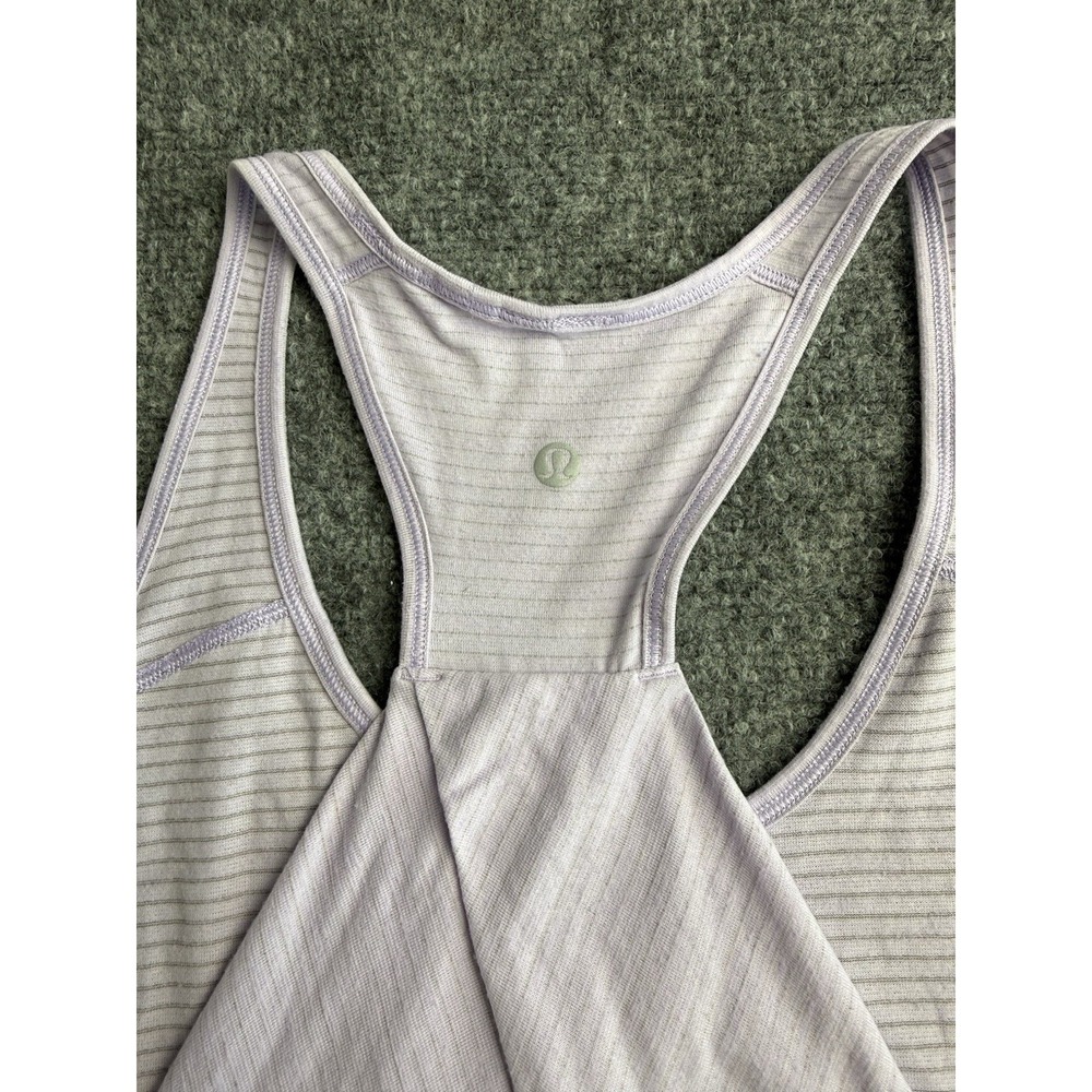 Lululemon Twist Back Racerback Tank Light Lavender Heathered Womens Size 12 - Picture 9 of 9
